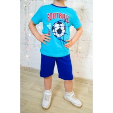 Костюм для мальчика футболка шорты КМ-1402 голубой-футбол