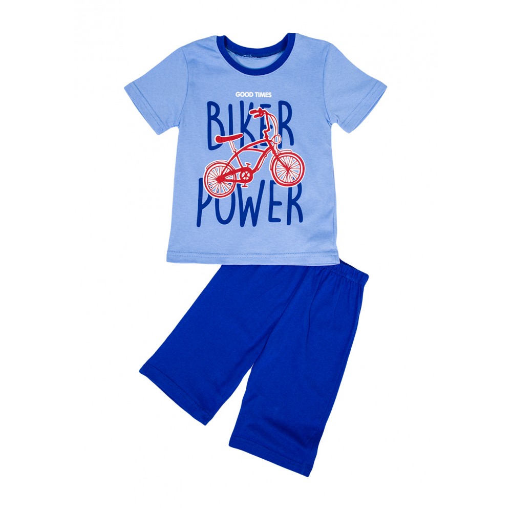 Костюм для мальчика футболка шорты КМ-1407 детский синий-вело