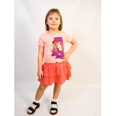 Платье с коротким рукавом детское ПЛ-720 коралловый-девочка