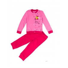 Комплект ясельный трикотажный кофта и штаны КМ-1409 розовый пчелка