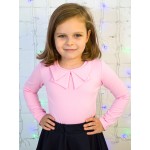 Блузка школьная трикотажная с жабо для девочки Д-236 ярко-розовая