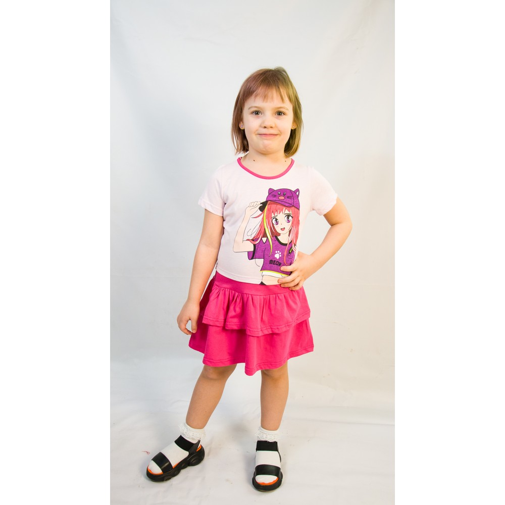 Платье с коротким рукавом детское ПЛ-720 розовый-девочка