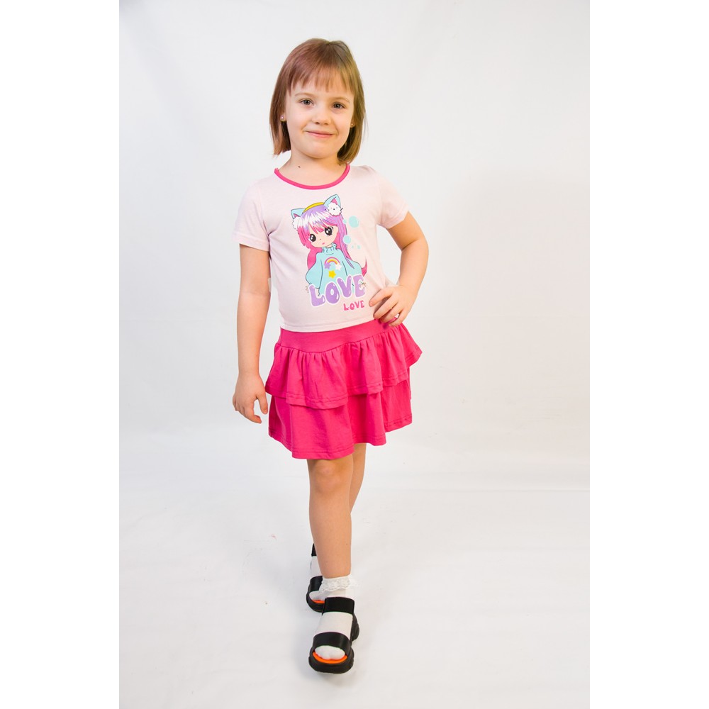 Платье с коротким рукавом детское ПЛ-720 розовый-LOVE