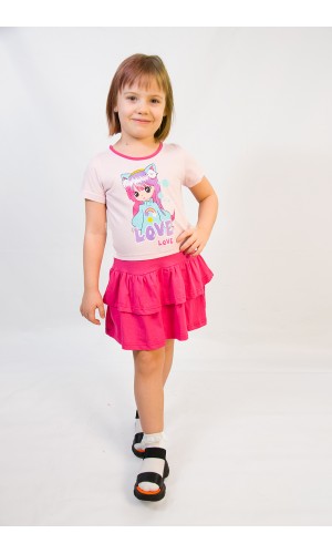 Платье с коротким рукавом детское ПЛ-720 розовый-LOVE
