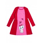 Платье для девочки с длинным рукавом ПЛ-734 розовый кот