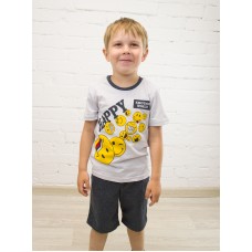 Костюм для мальчика футболка шорты КМ-1402 серый