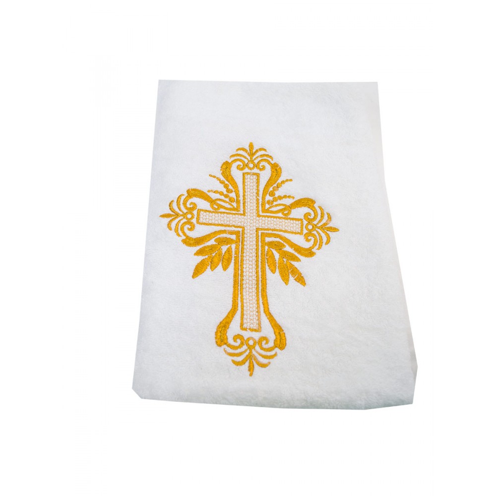 полотенце крестильное с вышивкой 70*140 см желтый крест
