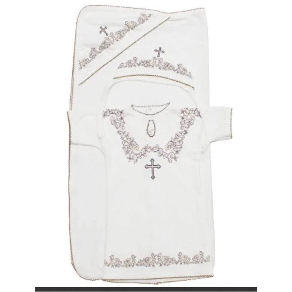крестильный набор березка(уголок, чепчик, сорочка(
